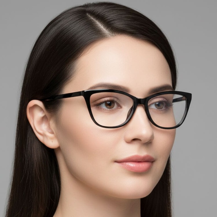 Okulary oprawki optyczne zerówki korekcyjne kocie oczy Sunoptic CP115E ciemnoczerwone