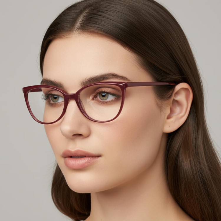 Damskie okulary optyczne zerówki kocie oczy Sunoptic CP116F mleczny beżowy