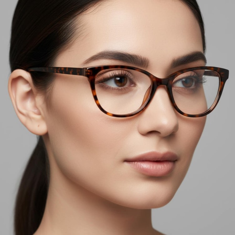 Damskie okulary optyczne zerówki kocie oczy Sunoptic CP117F mleczny beżowy