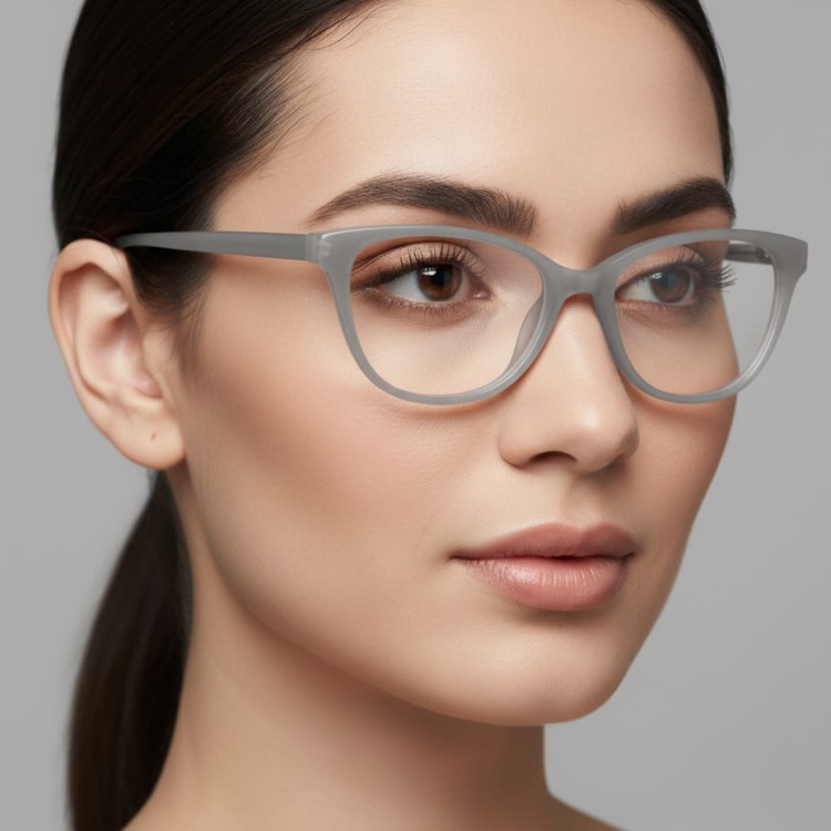 Damskie okulary optyczne zerówki kocie oczy Sunoptic CP117F mleczny beżowy