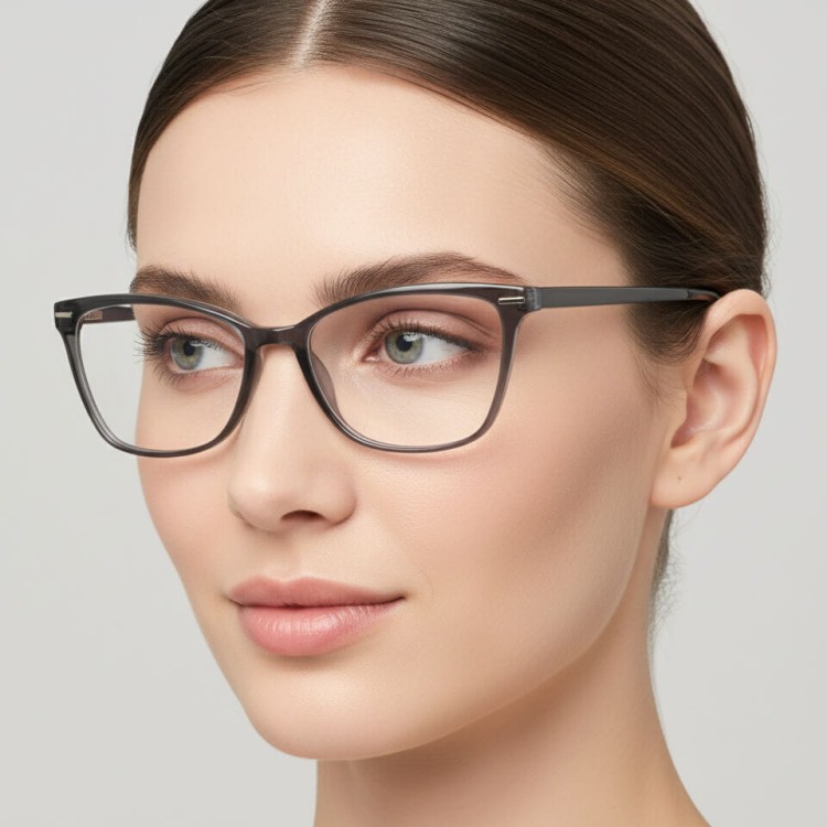 Damskie okulary optyczne zerówki kocie oczy Sunoptic CP118F mleczny beżowy