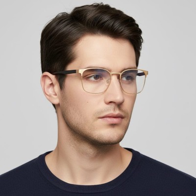 Solidne okulary zerówki do komputera BLUE LIGHT czarno-złote z flexami 25126C