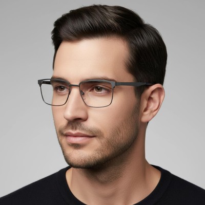 Metalowe męskie okulary zerówki z filtrem Blue Light do komputera 25141D szare/grafitowe + akcesoria