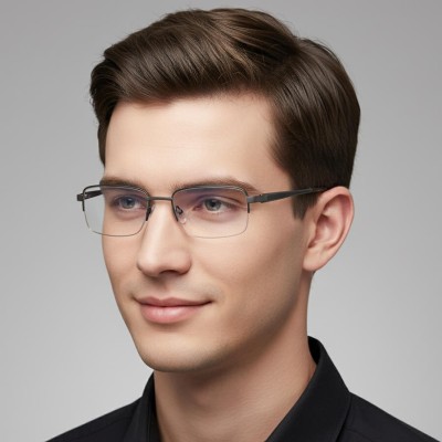 Metalowe półramkowe okulary zerówki z filtrem Blue Light do komputera 25147B grafit