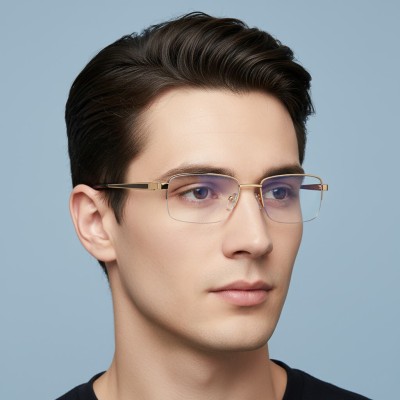 Metalowe półramkowe okulary zerówki z filtrem Blue Light do komputera 25147E złoty