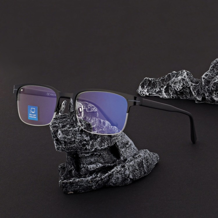 Męskie okulary +1.00 do czytania i komputera Blue Light+Antyrefleks STL281A czarny/grafitowy