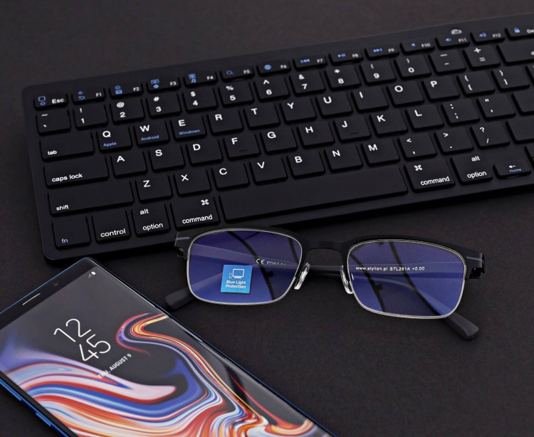 Męskie okulary +2.25 do czytania i komputera Blue Light+Antyrefleks STL281A czarny/grafitowy