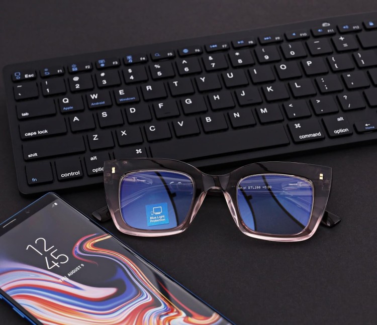 Damskie okulary +1.75 do czytania i komputera z filtrem Blue Light STL286 szary/fiolet