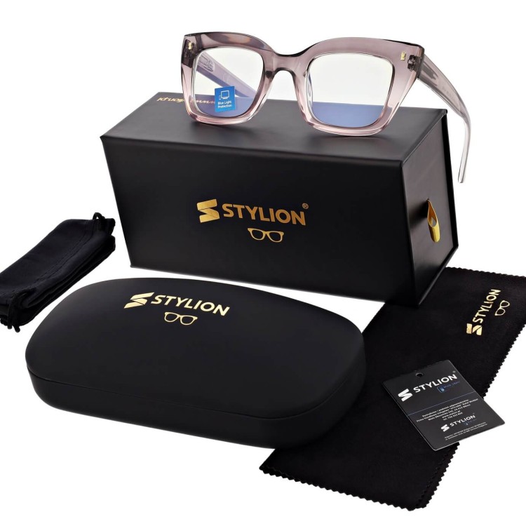 Damskie okulary +2.00 do czytania i komputera z filtrem Blue Light STL286 szary/fiolet