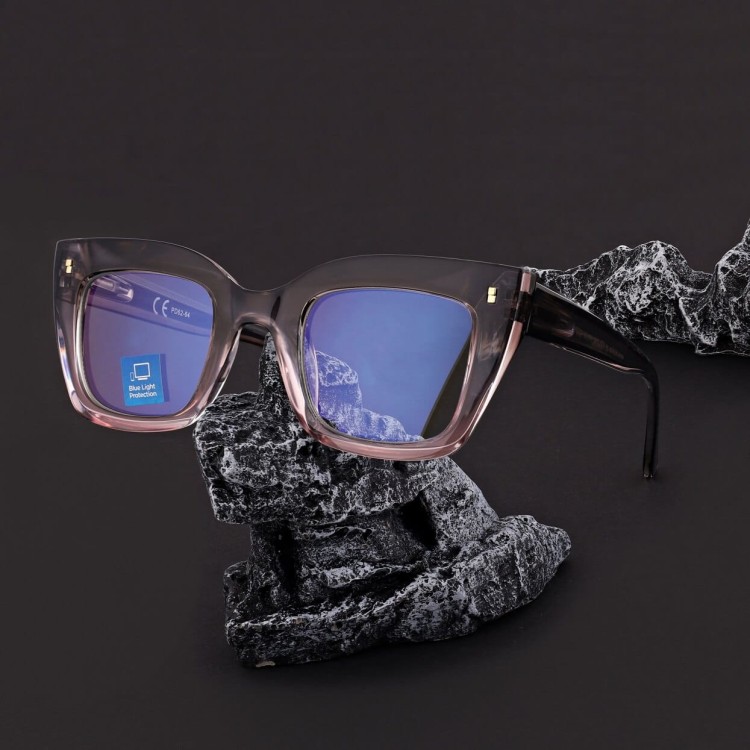 Damskie okulary +3.00 do czytania i komputera z filtrem Blue Light STL286 szary/fiolet