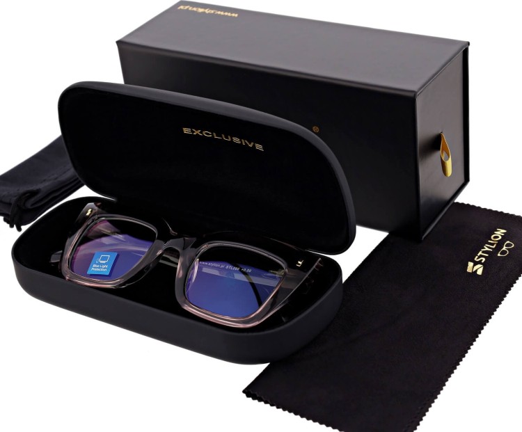 Damskie okulary +3.25 do czytania i komputera z filtrem Blue Light STL286 szary/fiolet