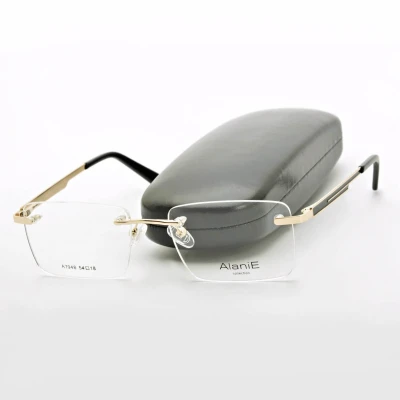 Bezramkowe prostokątne oprawki okularowe ALANIE na teleskopach STAL1 Złoty/Czarny