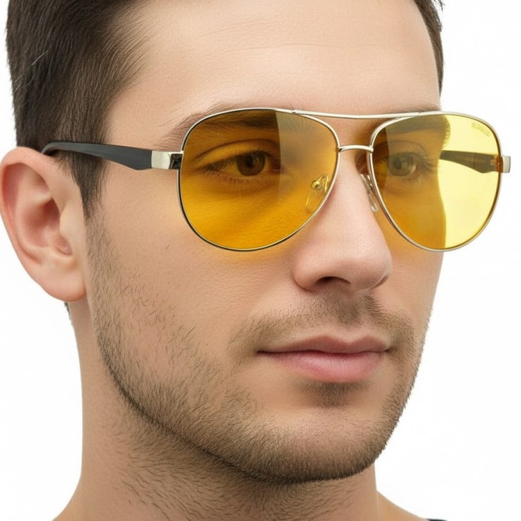 Rozjaśniające męskie okulary pilotki do jazdy nocą polaryzacyjne EST-605Y-4 Estillo