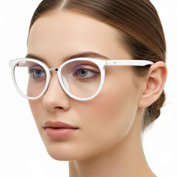 Białe okulary damskie z filtrem BLUE LIGHT do komputera zerówki EST-109K-5