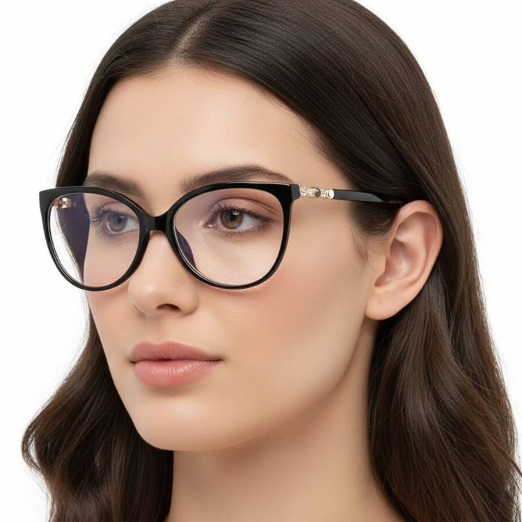Okulary damskie z filtrem BLUE LIGHT do komputera zerówki EST-108K-1 Estillo modelka