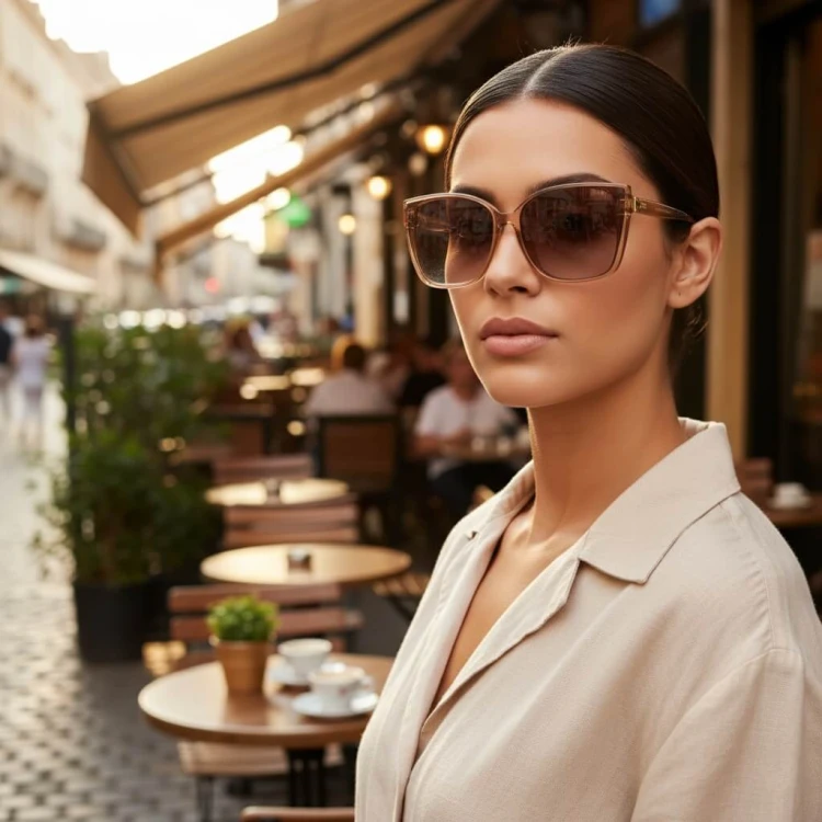 Damskie okulary przeciwsłoneczne polaryzacyjne z filtrem UV400 beżowe EST-06-15 Estillo