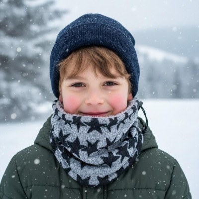 Komin - Czapka - Szalik - Chusta - Kominiarka, kolor Szary w gwiazdki- 29