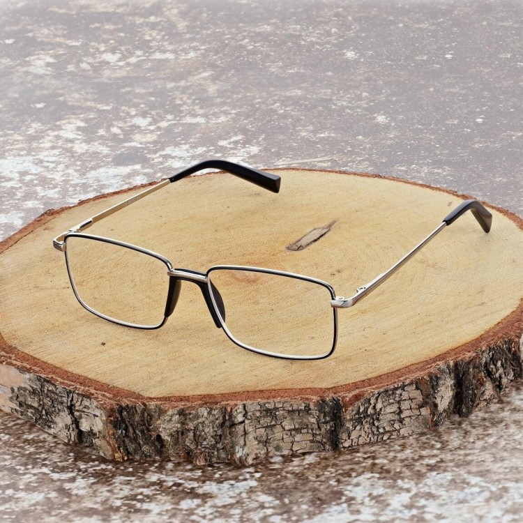 Plusy +1.00 Męskie okulary do czytania korekcyjne FLEX ST333 srebrne