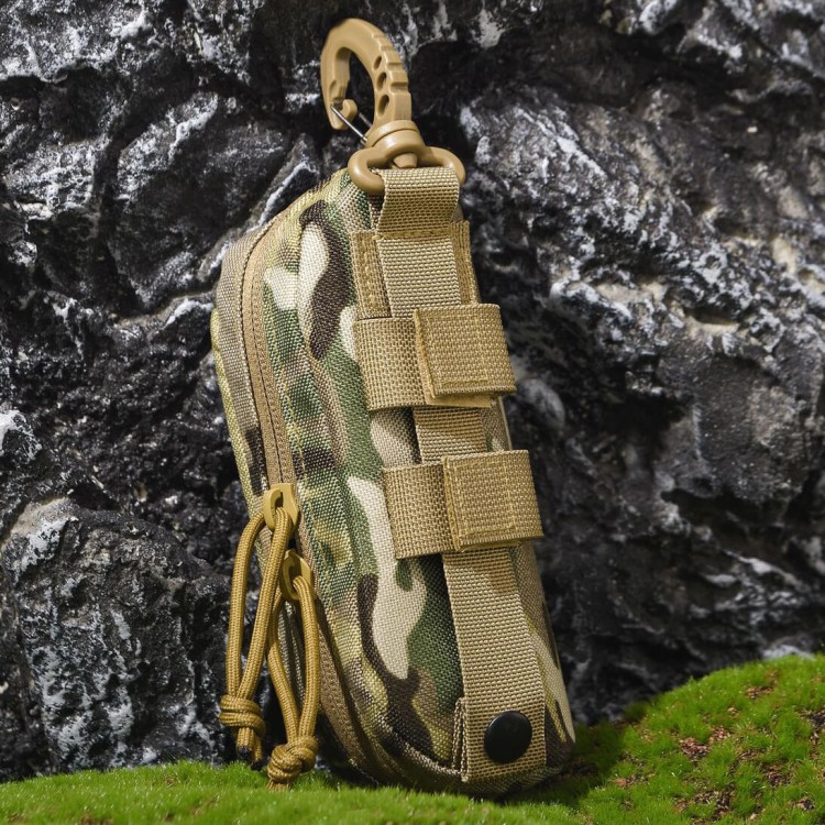 Taktyczne etui na okulary - KHAKI mocne z karabińczykiem ET-137B