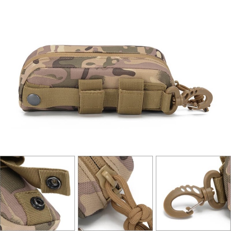 Taktyczne etui na okulary - KHAKI mocne z karabińczykiem ET-137B