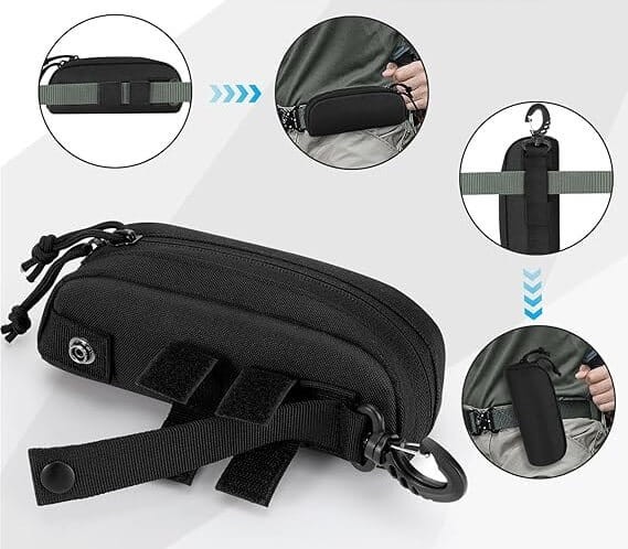 Taktyczne etui na okulary - KHAKI mocne z karabińczykiem ET-137B