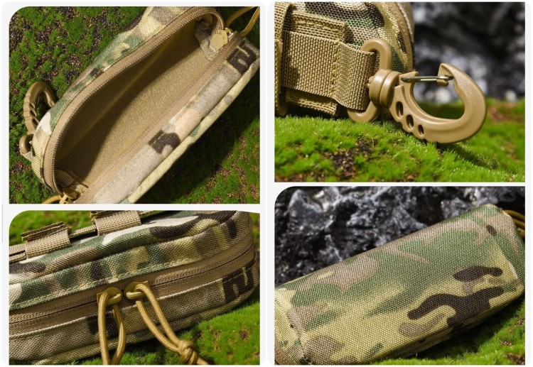 Taktyczne etui na okulary - KHAKI mocne z karabińczykiem ET-137B