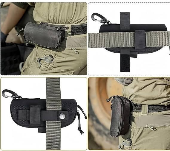 Taktyczne etui na okulary - KHAKI mocne z karabińczykiem ET-137B