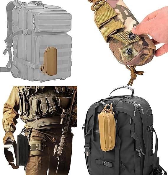 Taktyczne etui na okulary - KHAKI mocne z karabińczykiem ET-137B