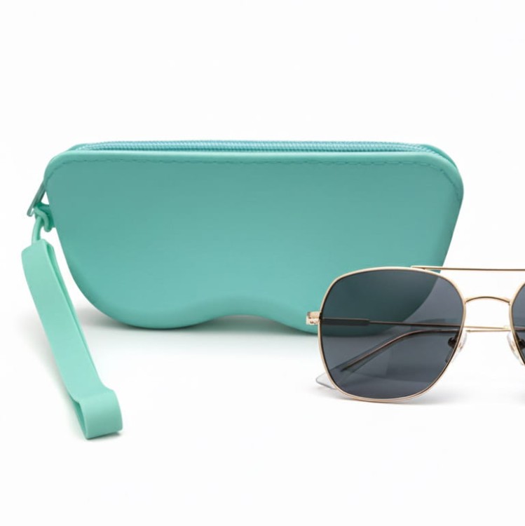 Sylikonowe etui na okulary z poręcznym uchwytem ET-139A miętowe