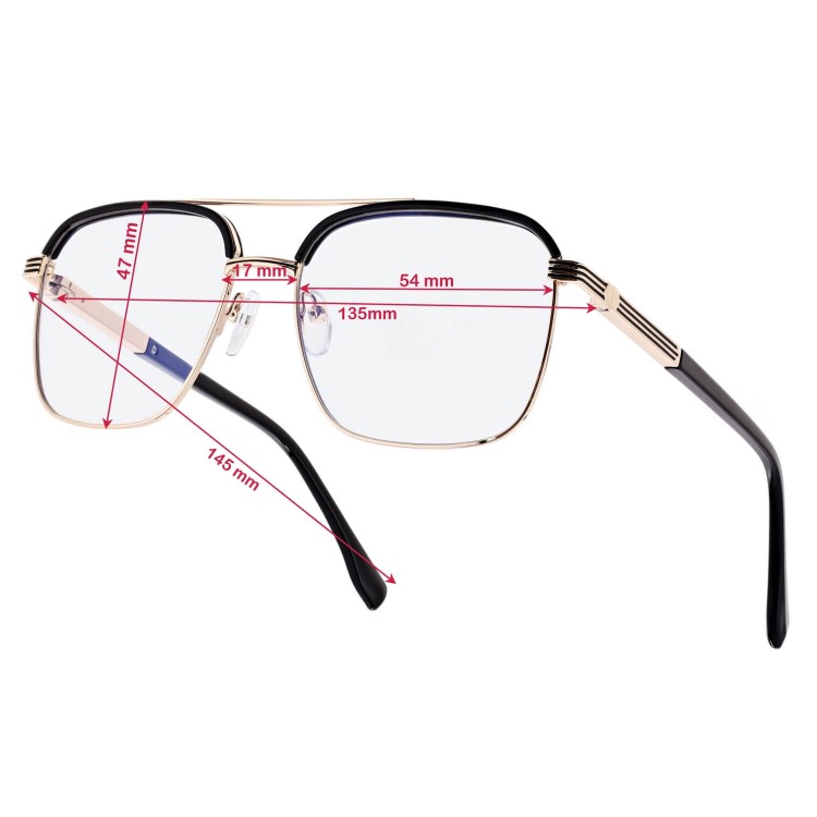 Okulary pilotki zerówki z filtrem Blue Light 25177A czarny/grafit