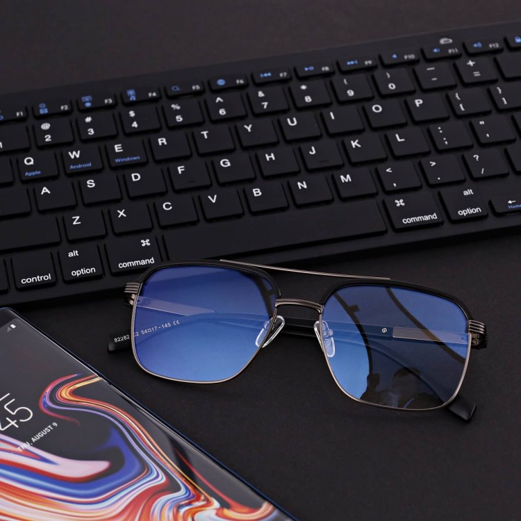 Okulary pilotki zerówki z filtrem Blue Light 25177A czarny/grafit