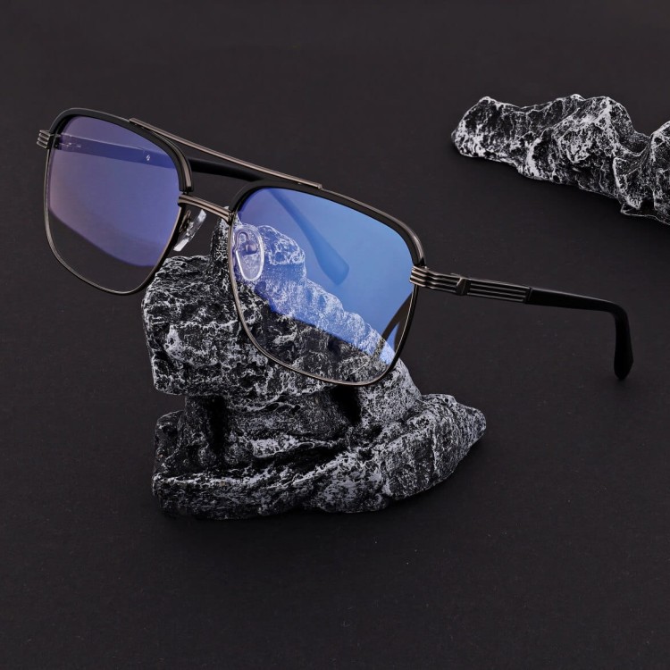 Okulary pilotki zerówki z filtrem Blue Light 25177A czarny/grafit