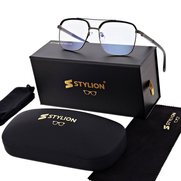 Okulary pilotki zerówki z filtrem Blue Light 25177A czarny/grafit