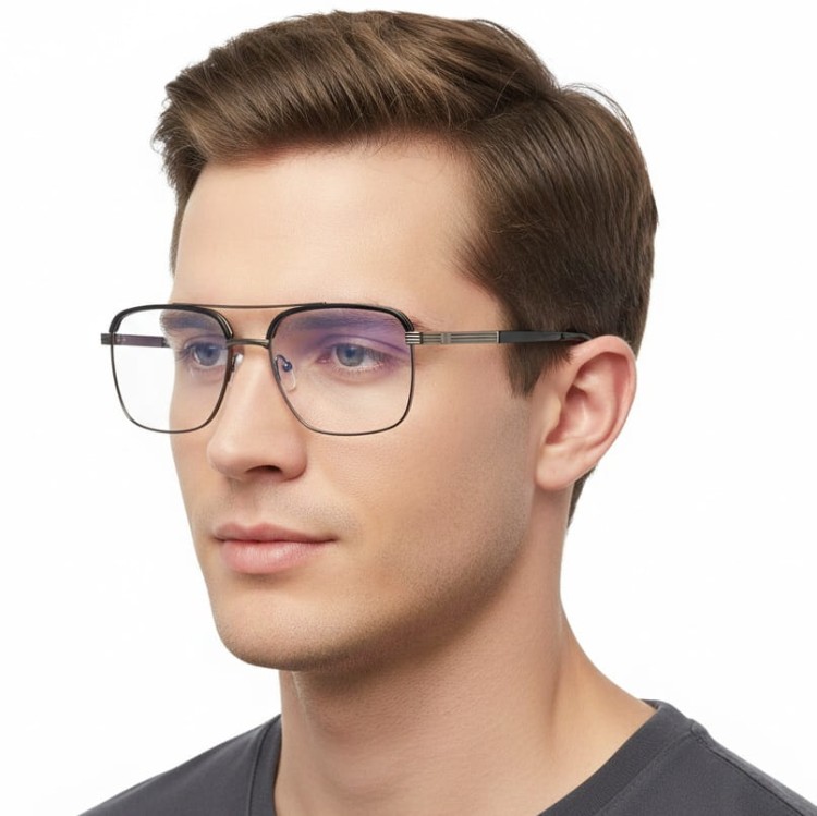 Okulary pilotki zerówki z filtrem Blue Light 25177A czarny/grafit