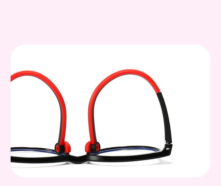 Okulary dla dziewczynki zerówki do komputera z filtrem Blue Light 25183 czarny/czerwony