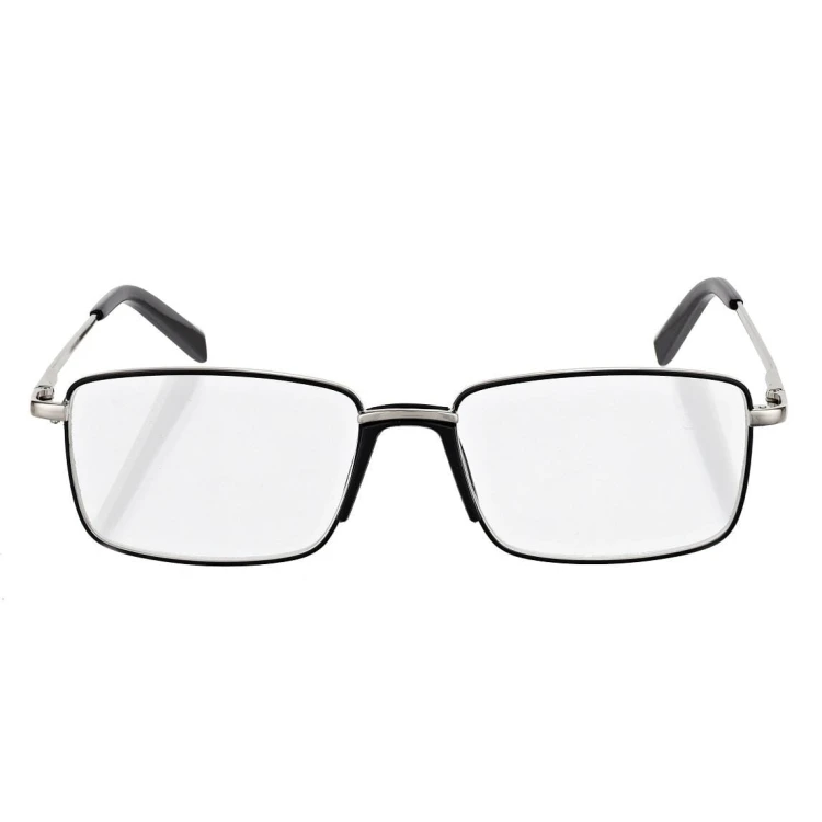 Plusy +1.50 Męskie okulary do czytania korekcyjne FLEX ST333 srebrne