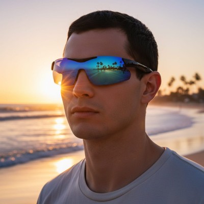 Okulary sportowe przeciwsłoneczne z polaryzacją lustrzane ESTILLO EST-412-10 blue/black