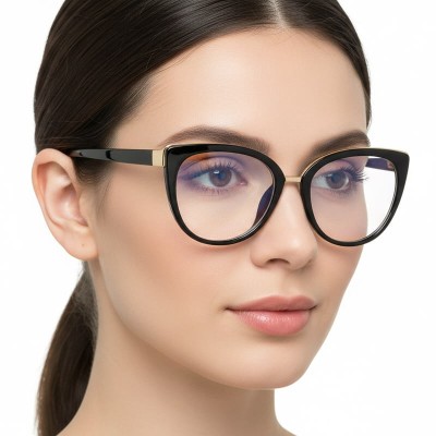 Okulary Kocie z filtrem światła niebieskiego do komputera zerówki POL-BLF-818K czarne