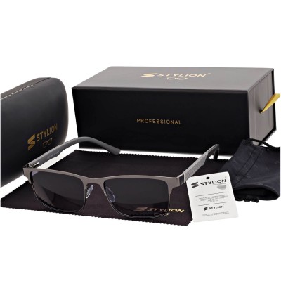 Przyciemniane okulary +2.50 do czytania męskie SPM41 szary/czarny