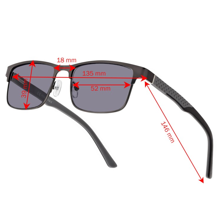 Przyciemniane okulary +2.75 do czytania męskie SPM41 szary/czarny
