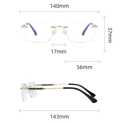Bezramkowe okulary zerówki do komputera z filtrem Blue Light 25188 złoty/czarny