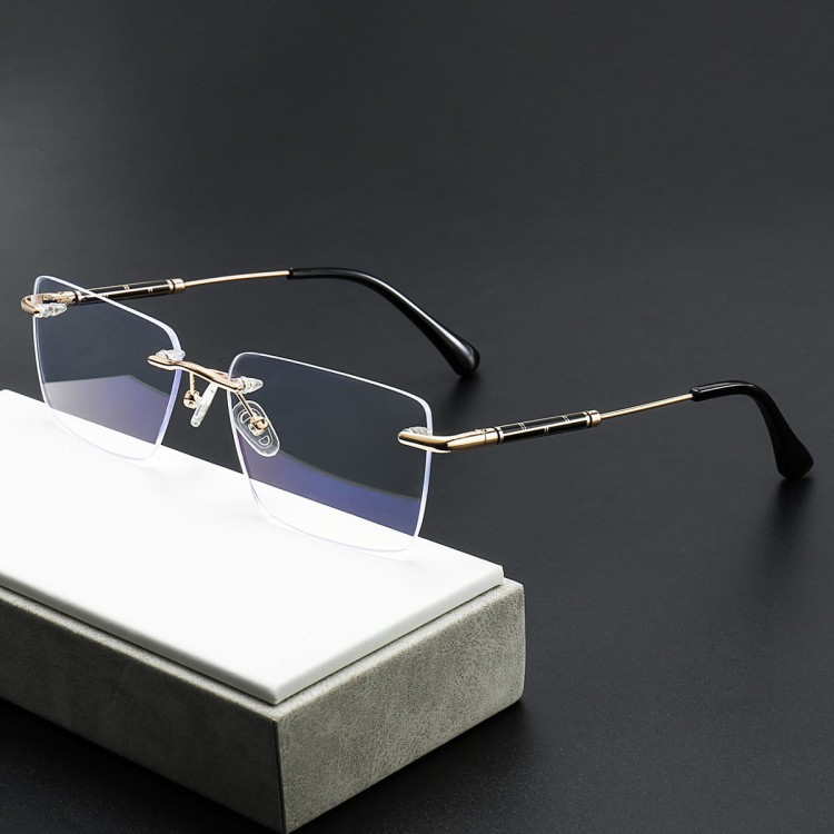 Bezramkowe okulary zerówki do komputera z filtrem Blue Light 25188 złoty/czarny
