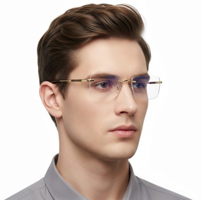 Bezramkowe okulary zerówki do komputera z filtrem Blue Light 25188A złoty/brąz