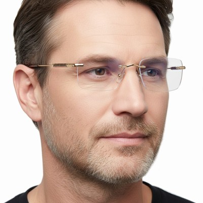 Bezramkowe okulary zerówki do komputera z filtrem Blue Light 25188A złoty/brąz