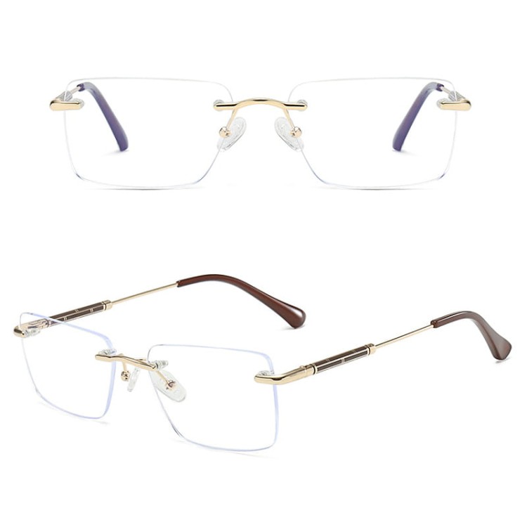 Bezramkowe okulary zerówki do komputera z filtrem Blue Light 25188A złoty/brąz