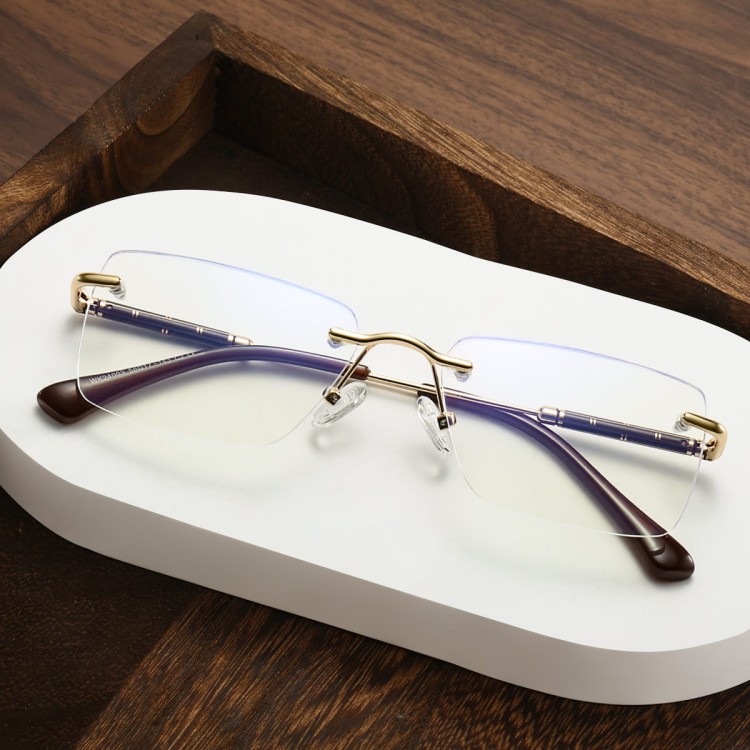 Bezramkowe okulary zerówki do komputera z filtrem Blue Light 25188A złoty/brąz