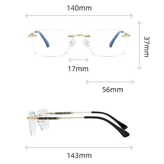 Bezramkowe okulary zerówki do komputera z filtrem Blue Light 25188B złoty/granat