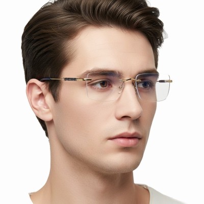 Bezramkowe okulary zerówki do komputera z filtrem Blue Light 25188B złoty/granat