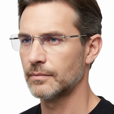 Bezramkowe okulary zerówki do komputera z filtrem Blue Light 25188C srebrny/czarny