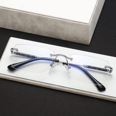 Bezramkowe okulary zerówki do komputera z filtrem Blue Light 25188C srebrny/czarny